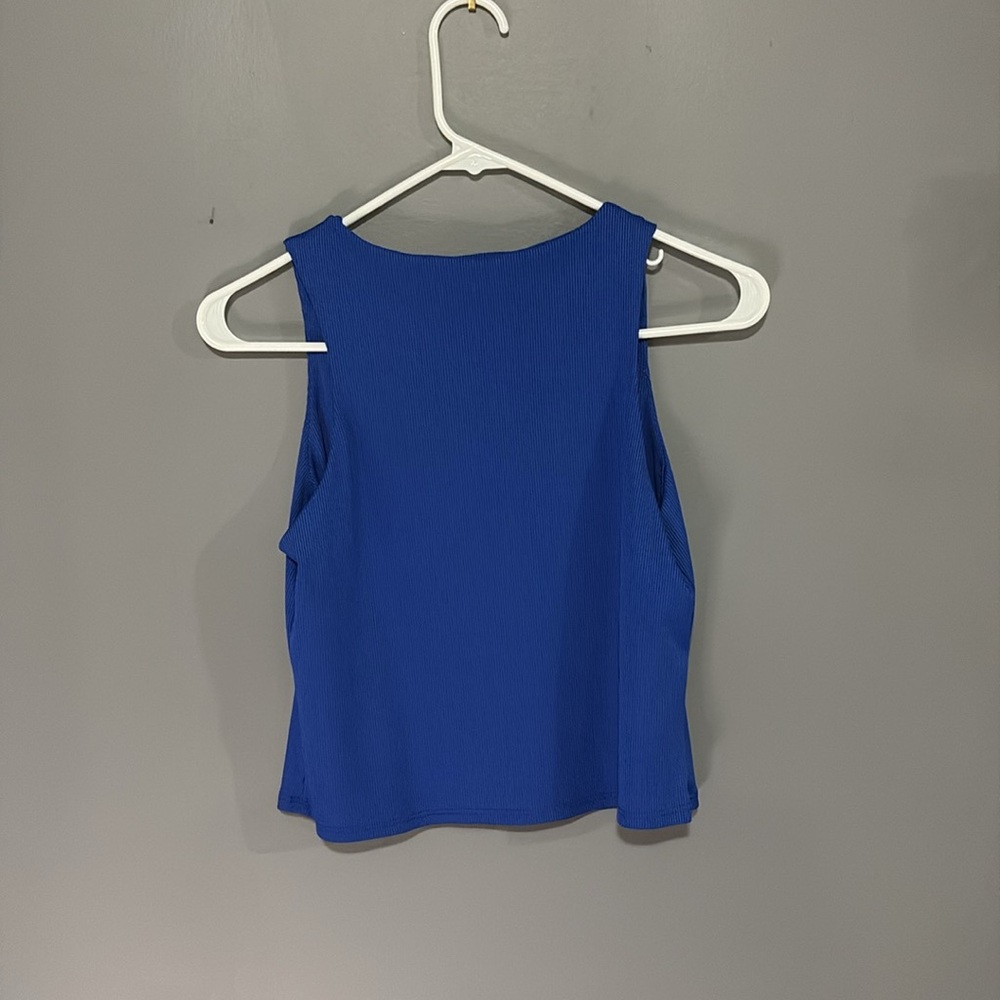 Originality Blue Ribbed Tank Top - Picture 2 of 4